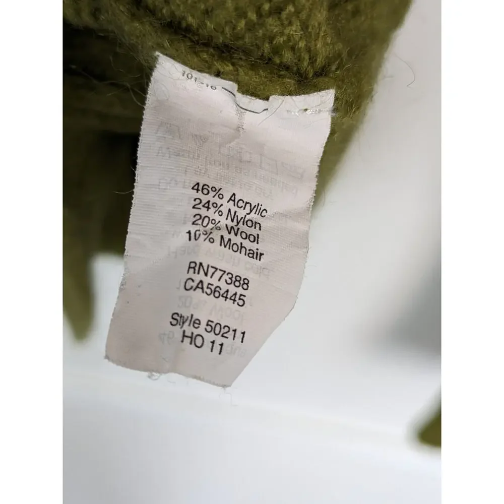 J Crew Factory Sweater Shawl Mohair Wool Fuzzy Fall Winter Preppy Green Size XL